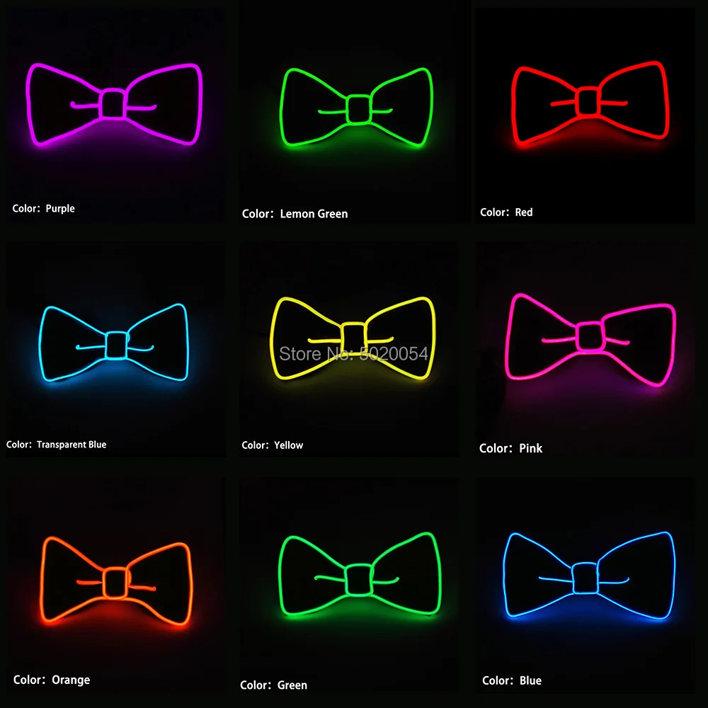 

Cheap Price Novelty Men Neon EL Glowing Bow Ties Parent-child LED Luminous Bow Tie Necktie For Carnival Parties Halloween