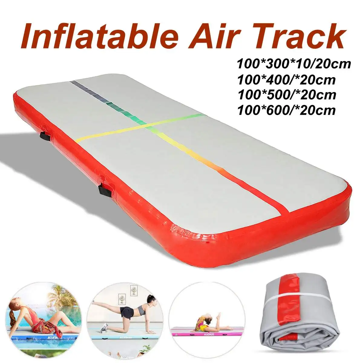 

AirTrack Tumbling Air Track Inflatable Gymnastics Floor Trampoline Electric Air Pump for Home Use/Training/Cheerleading/Beach