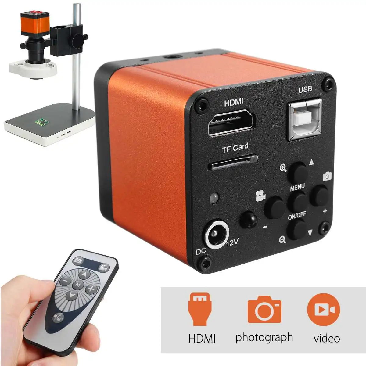 

16MP 1080P 60FPS HDMI Digital Microscope Camera USB FHD Lab Industrial C-mount Microscope TF Card Digital Video Camera