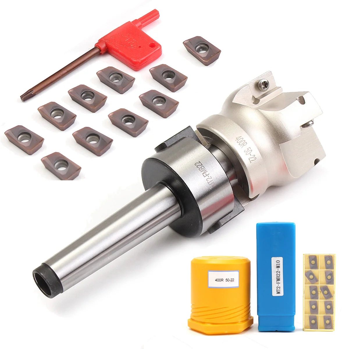 

1set T15 Mt2 M10 Shank 400r 50mm Face End Mill Cutter+10pcs Carbide Insert Apmt1604 Cnc Fit For Plate Cutting Accessory Part