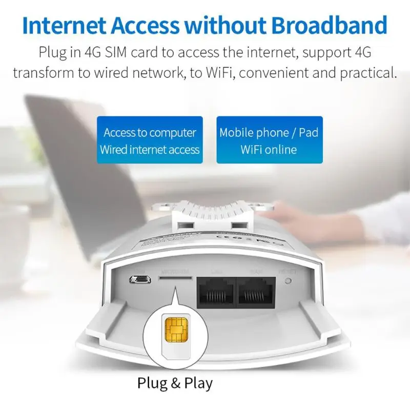 

COMFAST CF-E5 300Mbps Portable 4G SIM Card Wireless AP WiFi Router IP66 Waterproof White With EU/US Plug 4G Wireless Router New