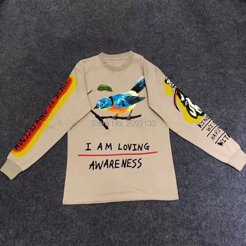 Kanye West Kids/мужская толстовка с круглым вырезом и граффити в стиле хип хоп Новое