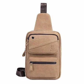 

Men Retro Leather Cow Sling Chest Bag Shoulder Messenger Cross Body Pack Pouch Business Travel With Headphone Cable Hole
