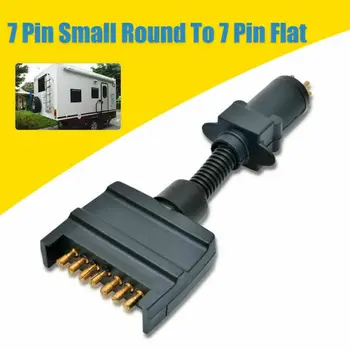 

12V Trailer Connector 7 Pin Small Round To 7 Pin Flat Plug Trailer Trailer Truck Cable Trailer Adaptor Plug