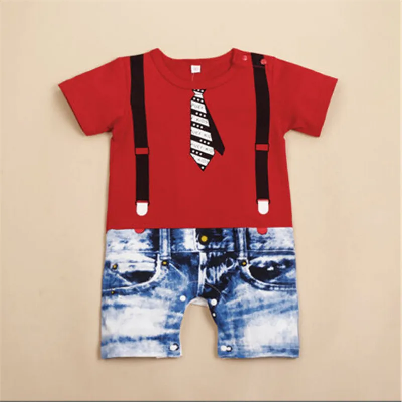 2019 Brand NEW Baby Boys Kids Romper Baby Overalls Jeans Denim Costume Suit Grow Outfit Short Sleeve Romper Pants Clothes 3-24M