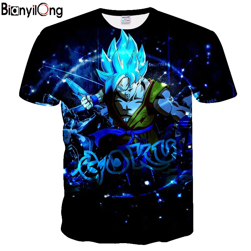 Dragon Ball Z Супер Саян Гоку Вегета печатных короткий рукав футболка костюм летняя