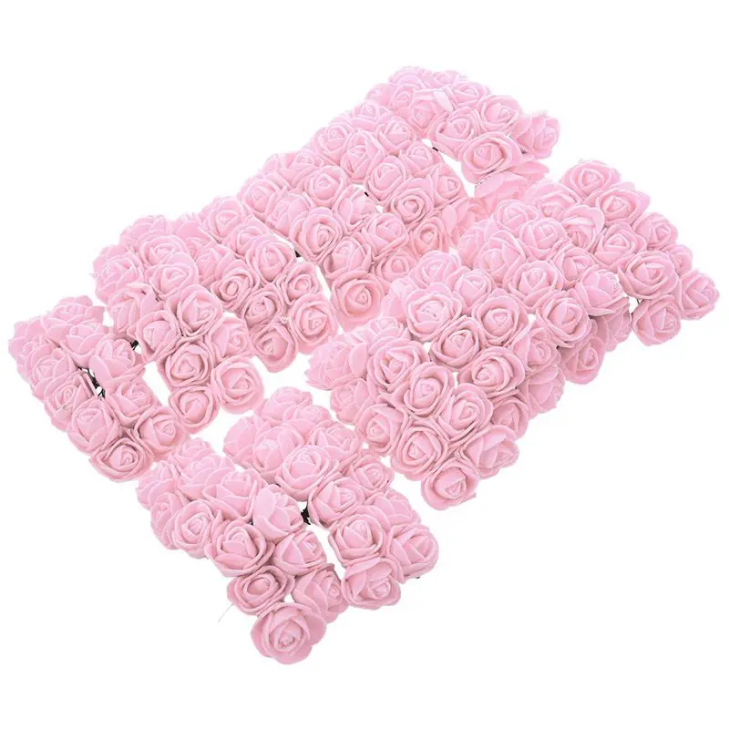

Best 144pcs 2CM PE Rose Foam Mini Flower Bouquet Solid Color/wedding decoration Light Pink