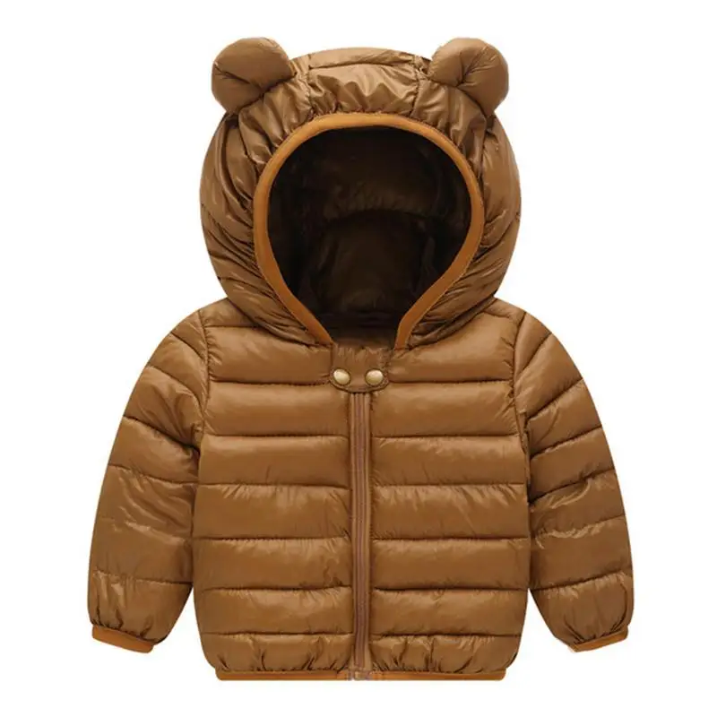 Куртка для маленьких девочек и мальчиков г. Осенне-зимняя куртка для девочек, пальто детская теплая верхняя одежда с капюшоном детская одежда детская шапка с ушками