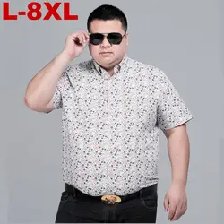8xl 7XL плюс размер Мужская мода Slim Fit Повседневная мужская клетчатая рубашка, рубашки с коротким рукавом, рубашка в полоску, Chemise Homme