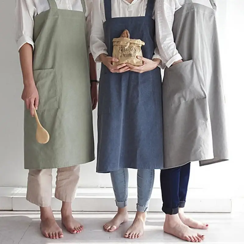 Cooking Apron Working Painting Aprons Cotton Linen Overall Japanese Style Kitchen Flower Shop Apron for Men Women Kids