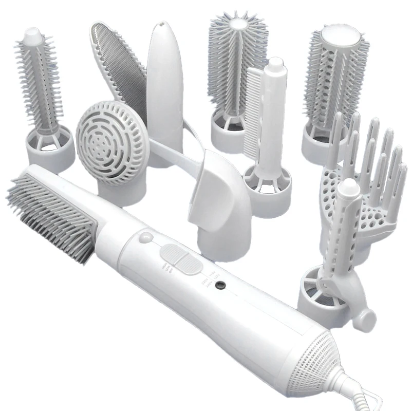 

10 In 1 Multifunctional Electric Hair Curler Comb Straightening Professional Hair Dryer Brush Rotating Hair Styling Tool Set W