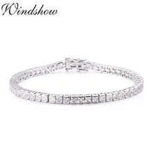 Принцесса огранка AAA квадратный CZ Теннисный браслет для женщин девочек 925 пробы серебряные свадебные ювелирные браслеты