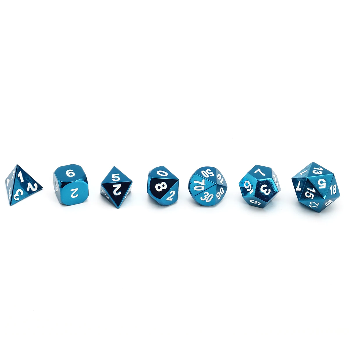 

7Pcs Zinc Alloy Polyhedral Blue Dices Kit Entertainment Dice Prop For DND RPG MTG Outdoor Gathering Poker Funny Games Toy
