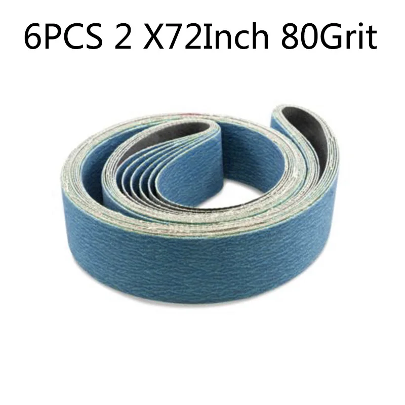 

blue 6pcs 2 X 72 Inch 80 Grit Metal Grinding Zirconia Sanding Belt For Grinding