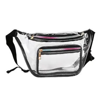 

Women Clear PVC Waist Packs Girls Casual Pouch Fanny Chest Clear Shoulder Bags Zipper Reflective Belt Bag Ladies Waist Bag