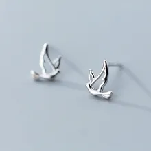 Мода дружбы 925 стерлингового серебра Симпатичные серьги-гвоздики оригами серьги кран для женщин милые птицы вечерние подарок