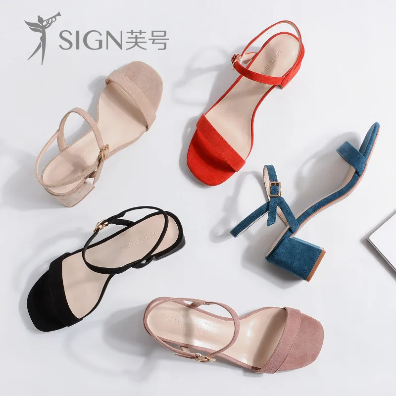 

Sandals Woman 2019 Women's Shoes High-heeled Shoes Coarse With Sandals Woman