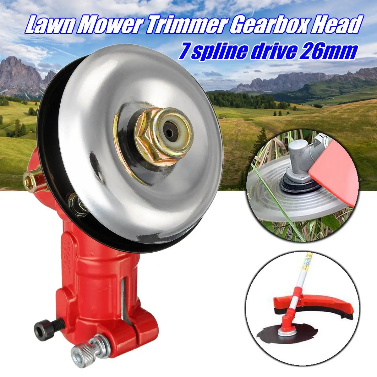 

26MM Lawn Mower Trimmer Gearbox Head 7 Spline Drive For Lawnmower Trimmer Accessories Brush Cutter