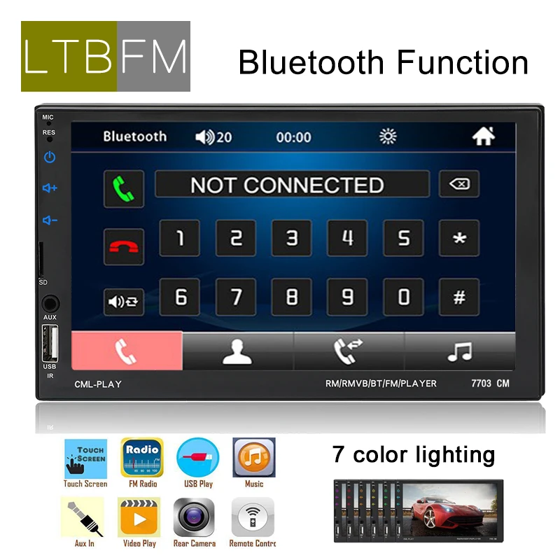 LTBFM 2 Дин автомагнитола " HD сенсорный экран Mirrorlink проигрыватель Android сабвуфер аудио стерео Мультимедиа Bluetooth Камера заднего вида