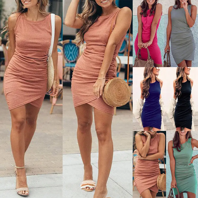 

Sexy Women Summer Bandage Bodycon Draped Sleeveless Mini Dress Evening Party Clubwear Short Dresses Vestido