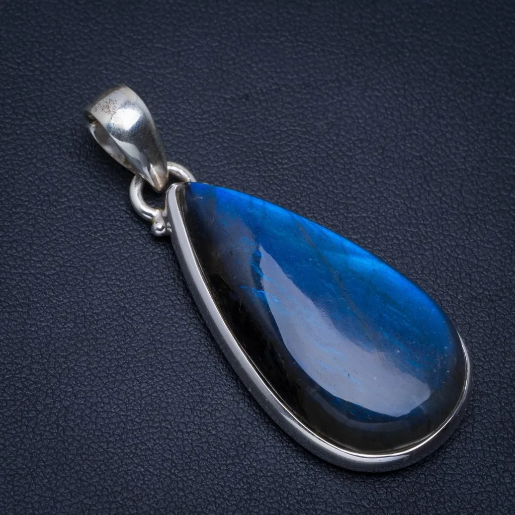

Natural Blue Fire Labradorite Handmade Unique 925 Sterling Silver Pendant 2" A4580