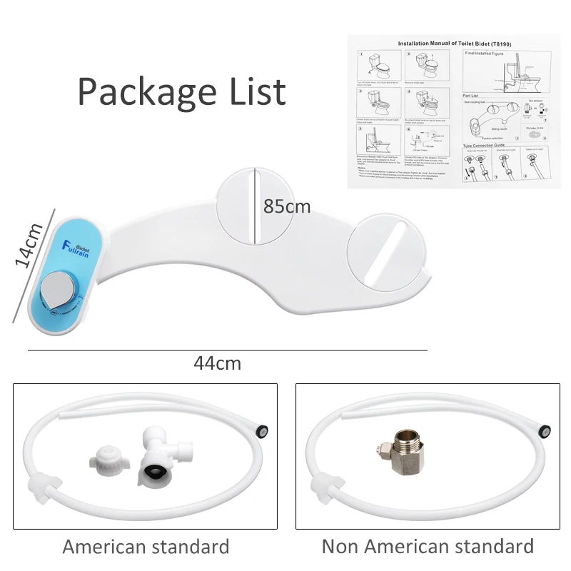 Luxury Non-Electric Bidet Attachment Toilet Bidet Seat Self-Cleaning Nozzle-Fresh Water Bidet Sprayer Mechanical Shattaf Washing