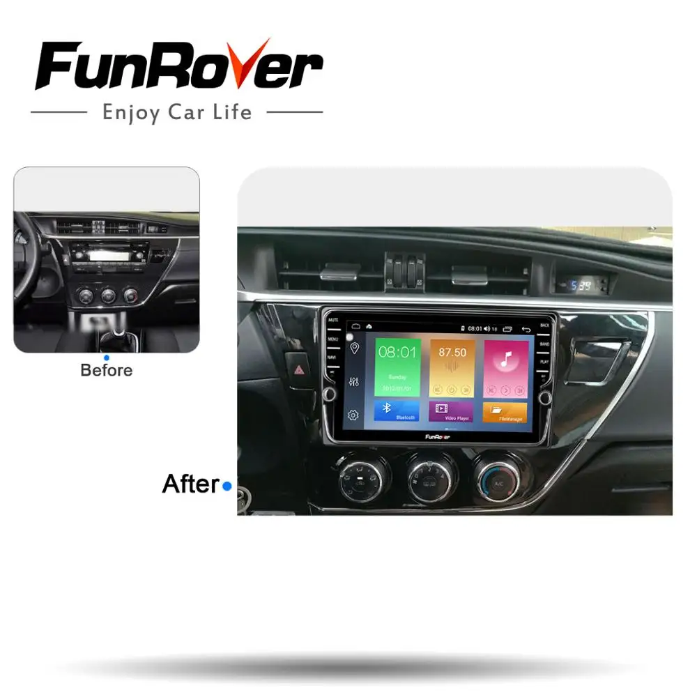 Perfect Funrover 9" android 9.0 2 din Car Radio Multimedia Player For toyota corolla 2013 2014 2015 dvd gps navigation DSP 4G 64G SIM BT 1