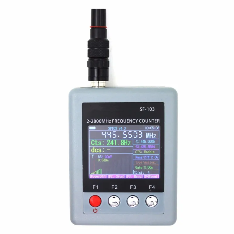 

SF103 2MHz-200MHz / 27MHz -2800MHz Portable Walkie Talkie Frequency Counter CTCCSS/DCS Testable DMR Digital Signal Testable