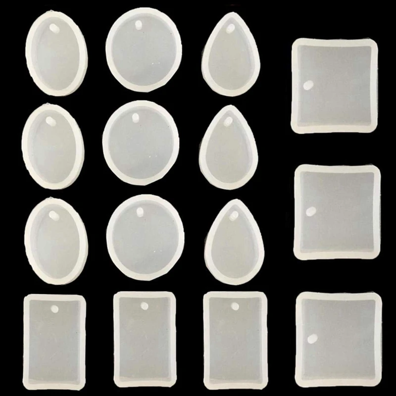 

15 Pack Silicone Resin Pendant Mould Jewellery Molds With Hanging Hole For Diy Jewelry Craft Making 5 Shapes