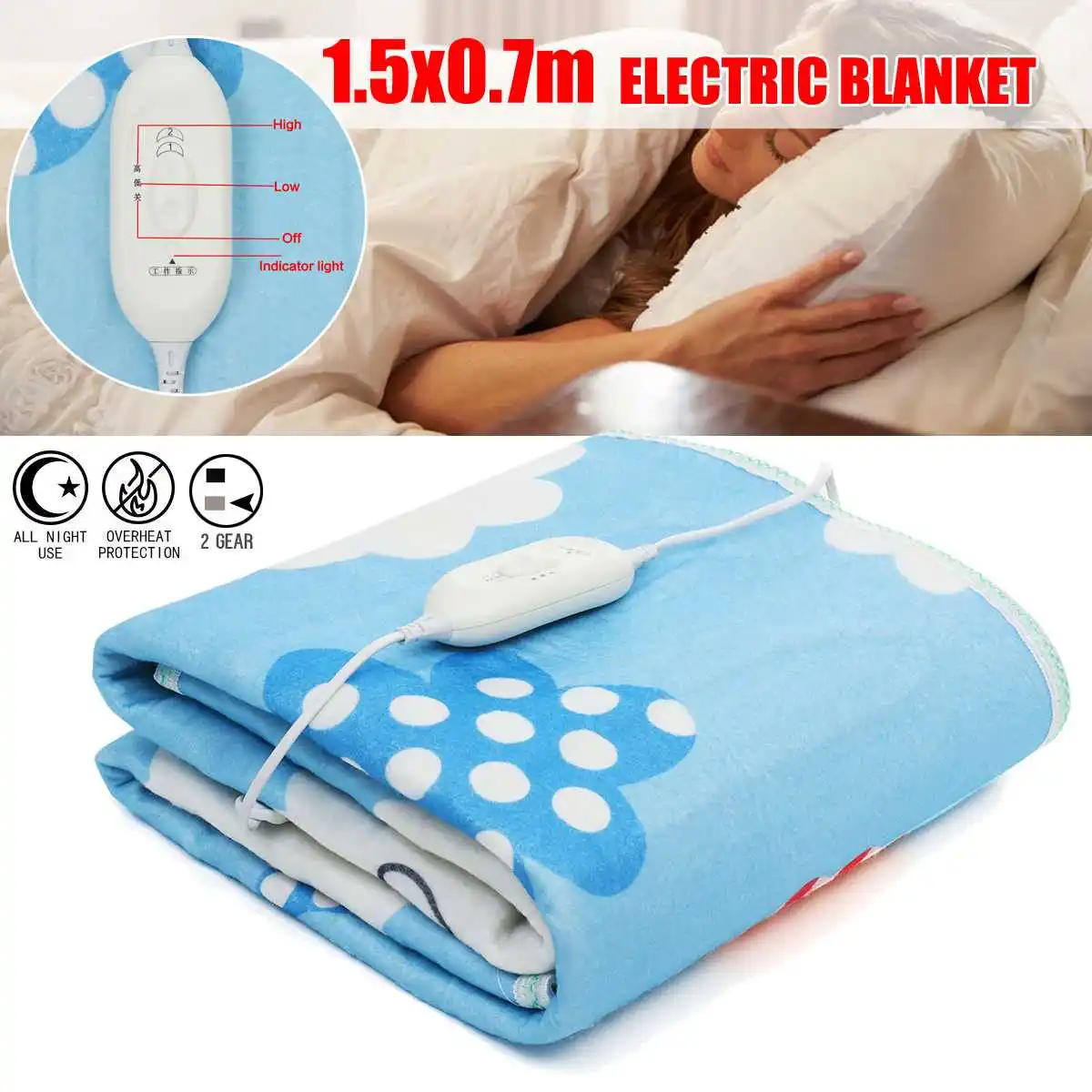 

Warmtoo 150x70cm Electric Blanket Thicker Heater Single Body Warmer Heated Blanket Thermostat Electric Heating Blanket