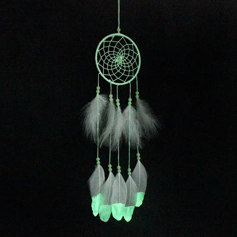 

AUGKUN Handmade Dream Catcher Noctilucous Fluorescence Dreamcatcher Wind Chimes Ornaments Dream Night Light String Lights