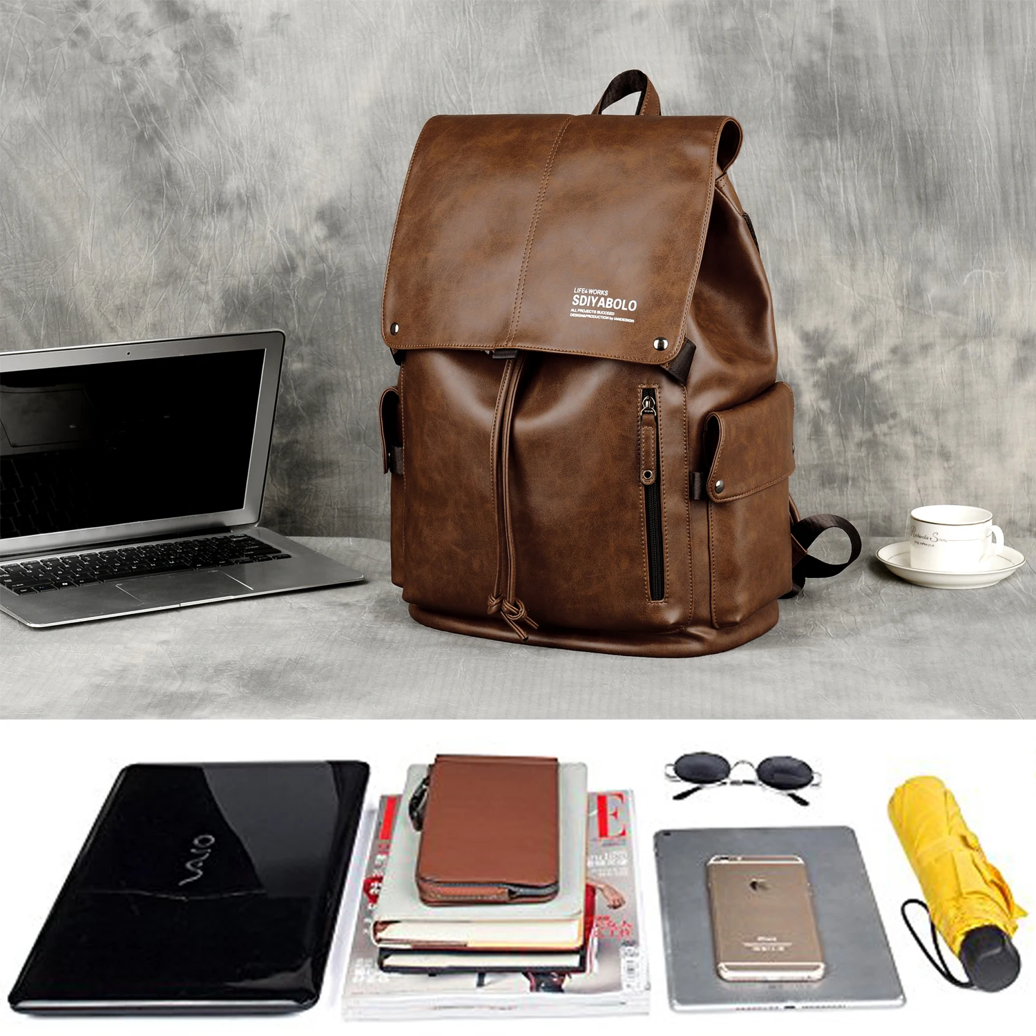  USB Charge Antitheft Backpack Men School Bag PU Leather Travel Bag High Quality Brand Fashion Backp