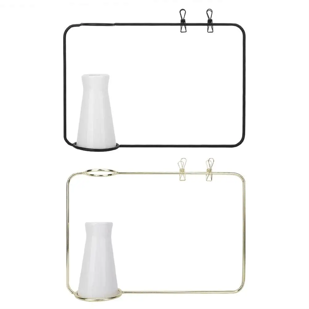 

Ceramic Flower Plant Pot Vase Postcard Photo Holder Display Iron Frame Bracket with Clip
