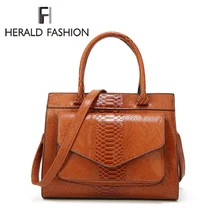 Herald модная змеиная женская сумка с верхней ручкой, женская кожаная сумка на плечо, повседневная сумка, высокое качество, винтажная женская сумка