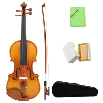 

Full Size 4/4 Natural Acoustic Solid Wood Spruce Flame Maple Veneer Violin Fiddle for Beginner Jujube Wood Parts with Case