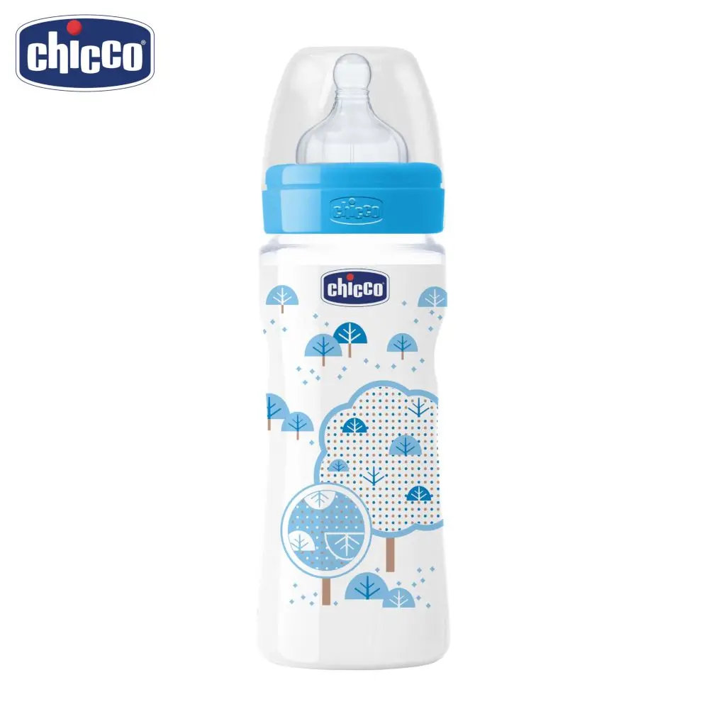 Бутылочка Chicco Well-Being Boy 4 мес.+ сил. соска РР средний поток 330 мл | Мать и ребенок