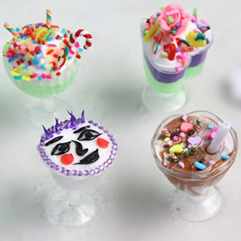 12 штук Кукольный дом Миниатюрные кухонные принадлежности Посуда мороженое чашки контейнеры для еды DIY
