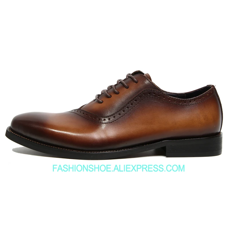 

British Style Handmade Shoes Brogue Carved Oxfords Lace Cow leather Fashion Formal Dress Shoes
