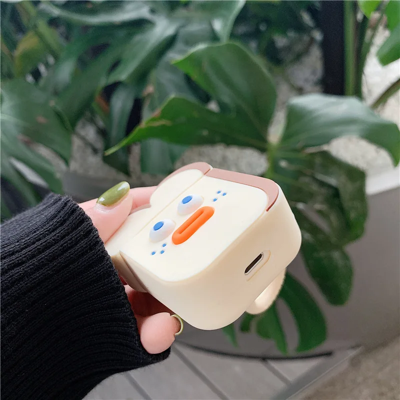 Silicone Case for Airpods Cute Accessories Bluetooth Earphone Protective arrying Bag Anti-lost with finger Ring Strap Cartoon