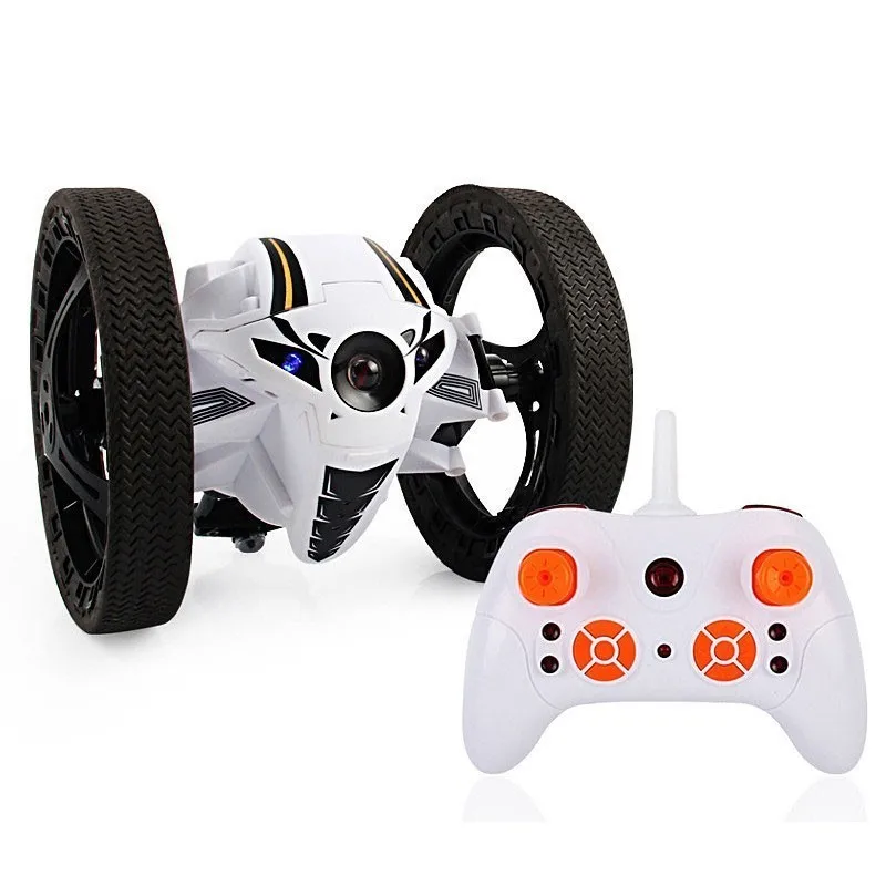 Mini Gifts Bounce Car PEG SJ88 2.4GHz RC Bounce Car with Flexible Wheels Rotation LED Light Remote Control Robot Car