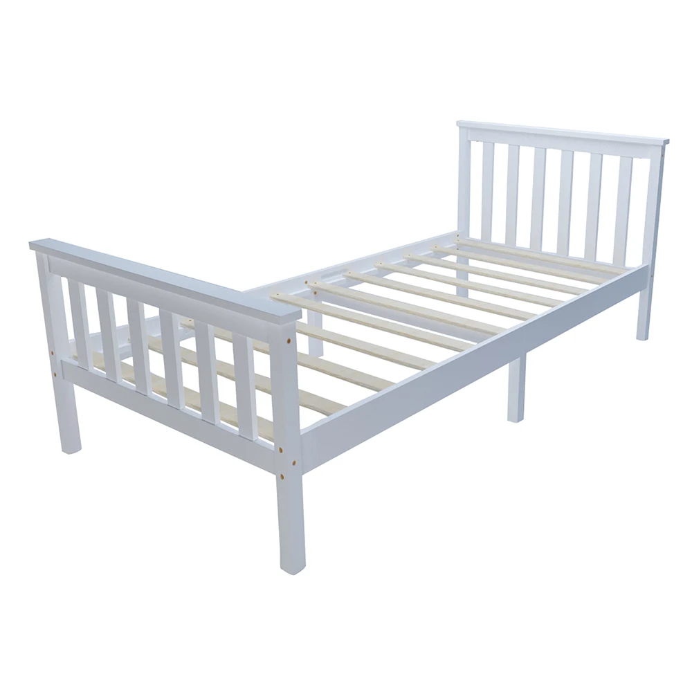  Panana Bedroom 3ft Single Bed in White Wooden Frame White Strong Basic Kid/ Adult Sleeping Bed Chil - 32976478171