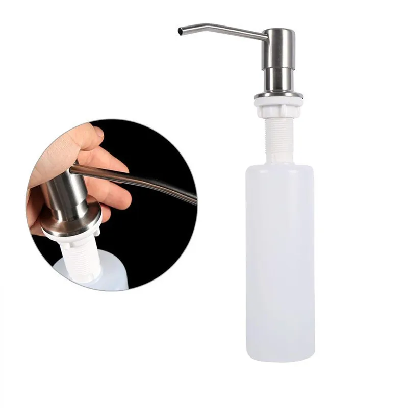 Precio reducido Dispensador de jabón para encimera de fregadero, botella de jabón líquido de cocina de acero inoxidable cepillado, prensa manual, organizador, 300ml RbqnxLbR