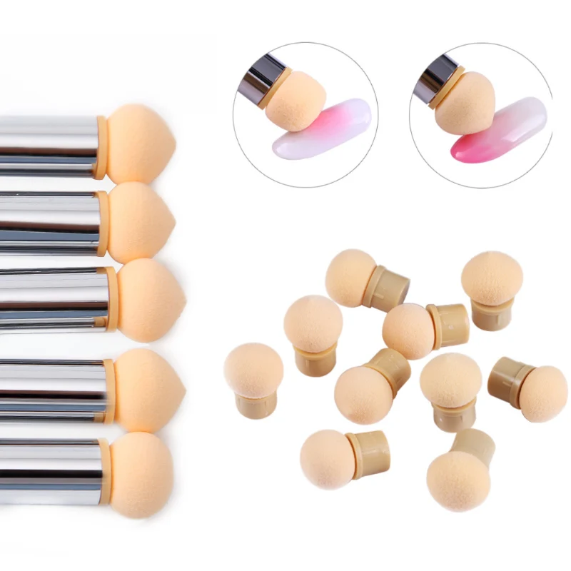 

Yinikiz 5 Pcs Sponge Sharp Round Replaceable Glitter Powder Sponge Heads Gradient Brush Shade Maker Pen Manicure Nail Art Tool
