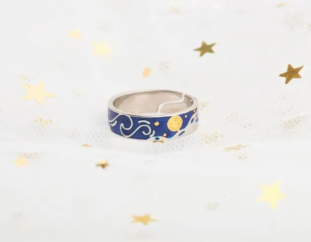 

Authentic 925 Silver Couple Rings for Women men Jewelry 925 Silver Glitter Deer Sky Gold Moon Star Finger Ring for Women