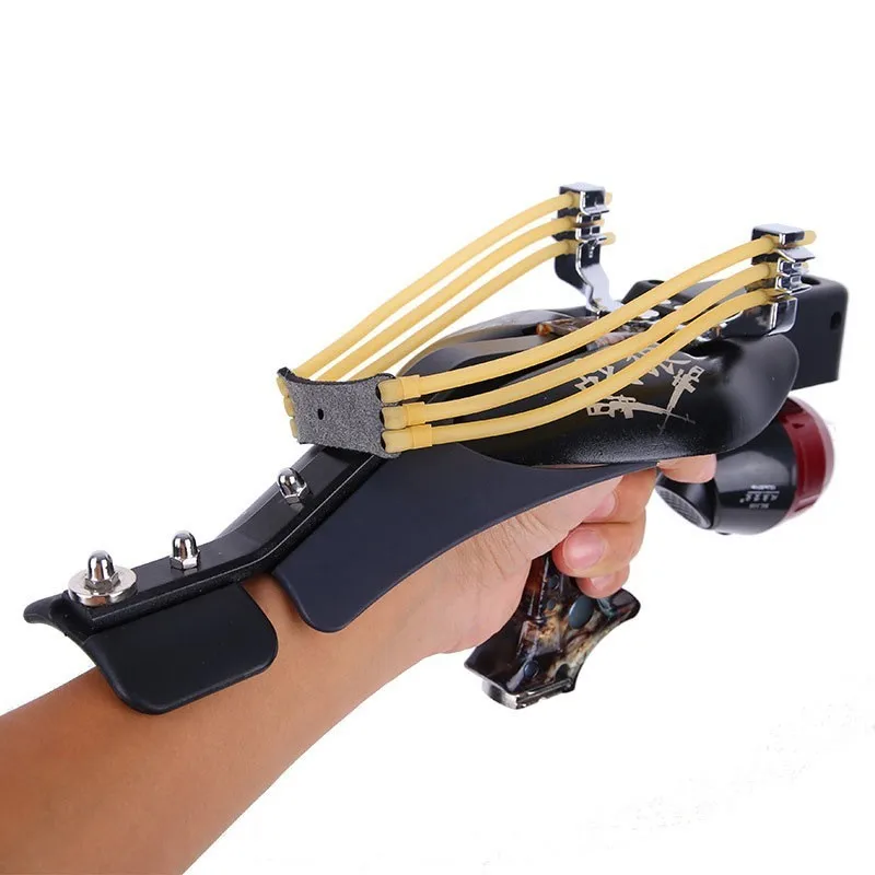 

Stone Launcher professional powerful Slingshot Stainless Steel Material Sturdy Precise Aiming Bow Reusable Catapult Crossbow