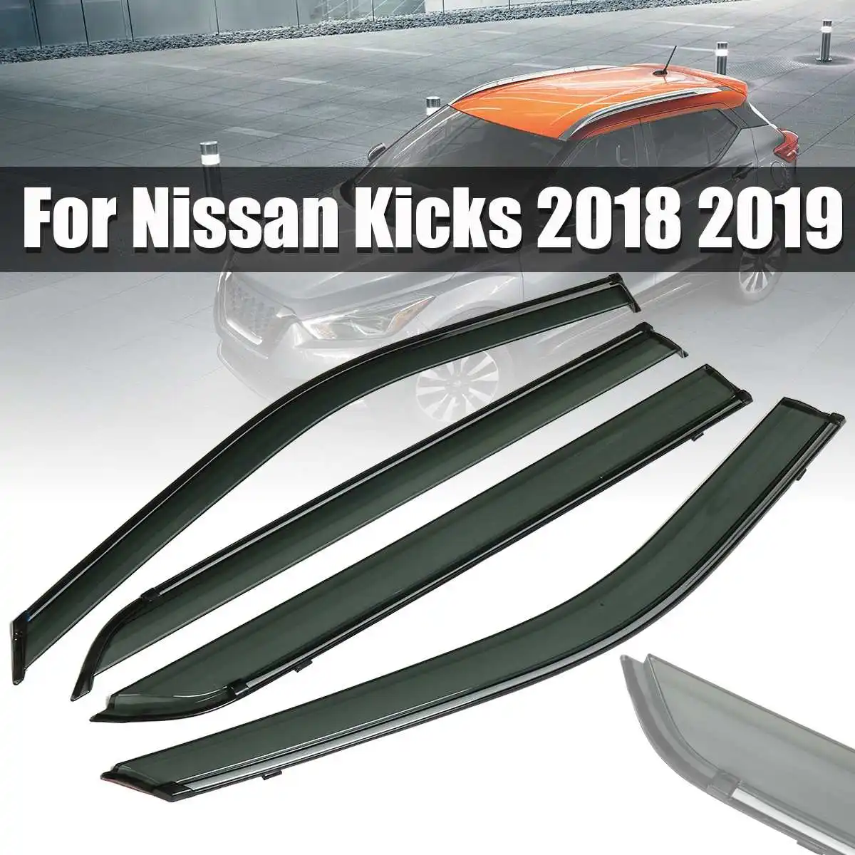 

4Pcs Black Car Styling Door Window Wind Visor Car Window Deflector Visor Vent Rain Guard For Nissan Kicks 2018 2019