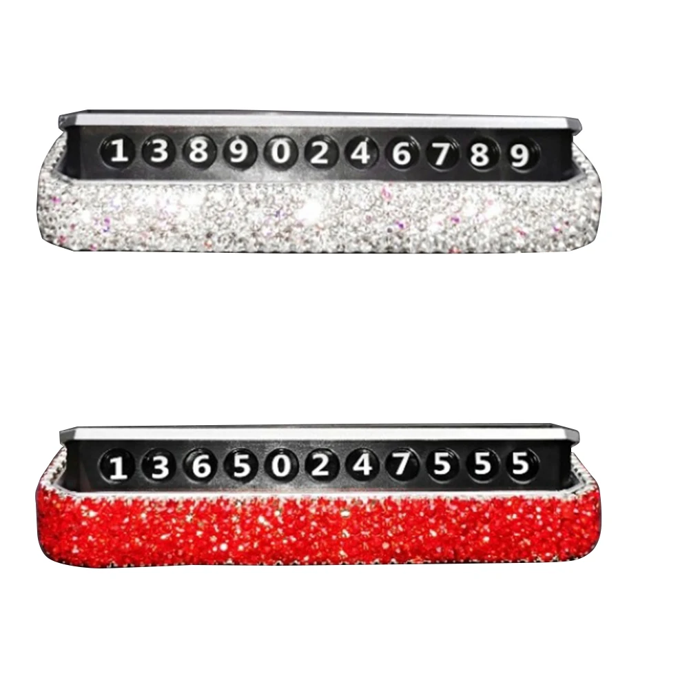 

New 1PCS Rhinestone Car Parking Card Phone Number Plate Stickers Temporary Universal Park Stop Car-styling Ornaments Accessories