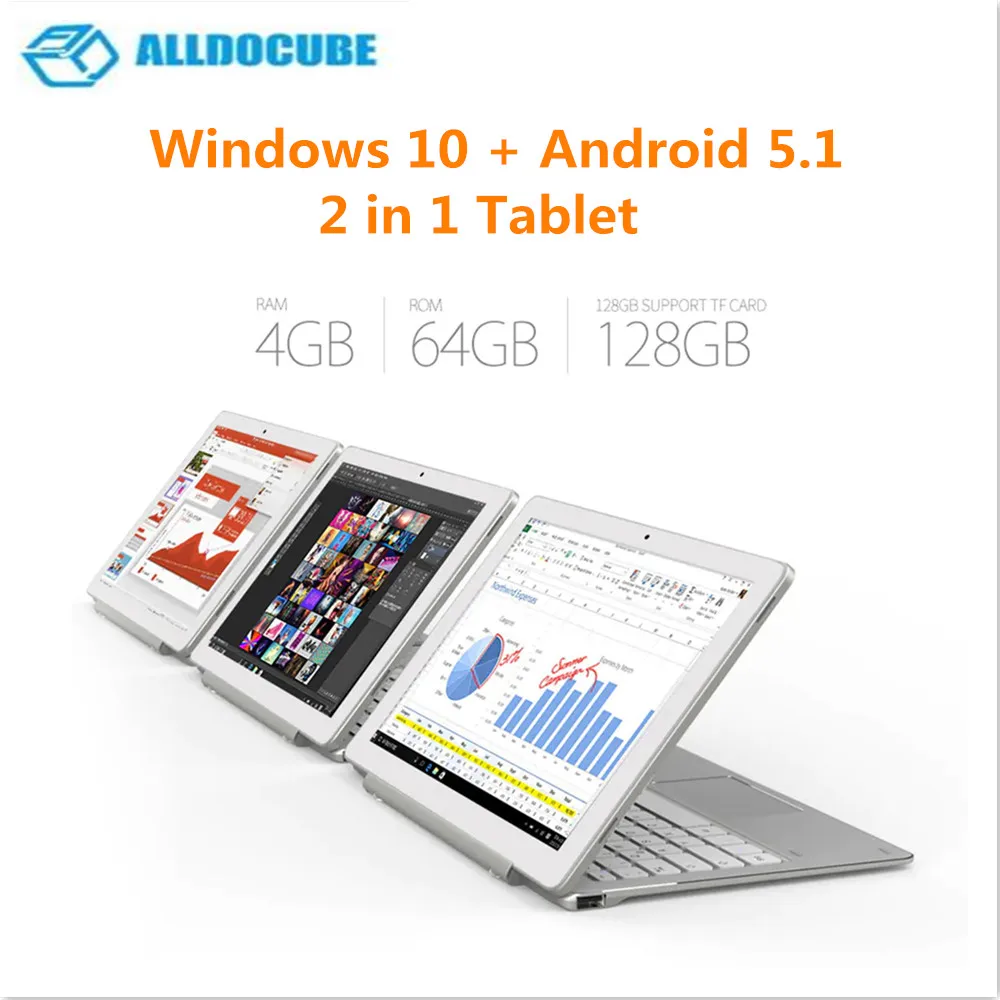 

ALLDOCUBE iWork 10 Pro 2 in 1 Tablet with Keyboard 10.1 inch Windows 10 Android 5.1 Intel Atom x5 - Z8350 4GB RAM 64GB ROM