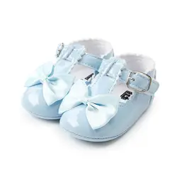 Детская обувь для девочек WONBO первые ходунки мягкая подошва искусственная кожа Bebe кроватка бант мокасины для новорожденного 0-18 месяцев