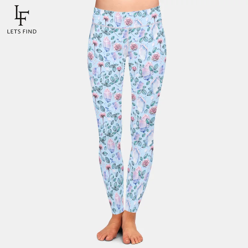 

2019 New Diamond Flower Digital Print Leggings High Waist Plus Size Fashion Women Trousers High Quality Casual Leggings